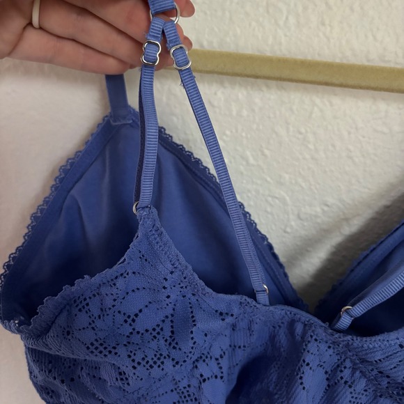 Aerie Blue Purple Lace Padded Bralette Adjustable Strappy Back Women Bra - Picture 4 of 6